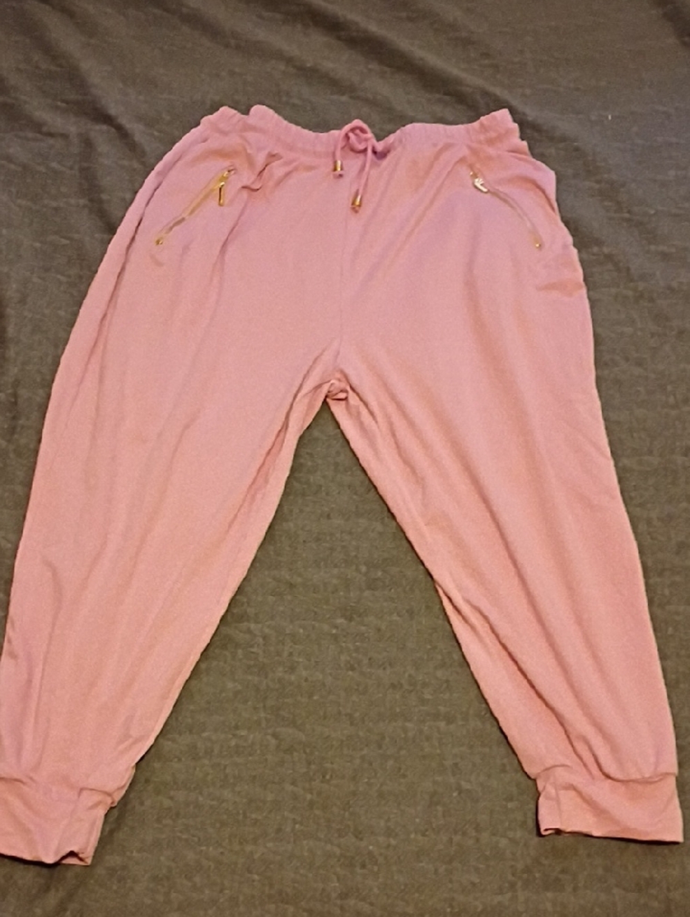 Girls Pink Jogger Sweatpants with Gold Zip Pockets
